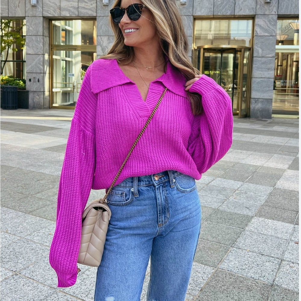 VICI Vibrant Pink Knit Sweater-small